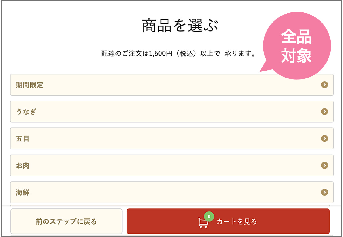 商品を選ぶ画面