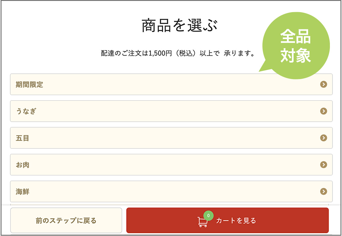 商品を選ぶ画面